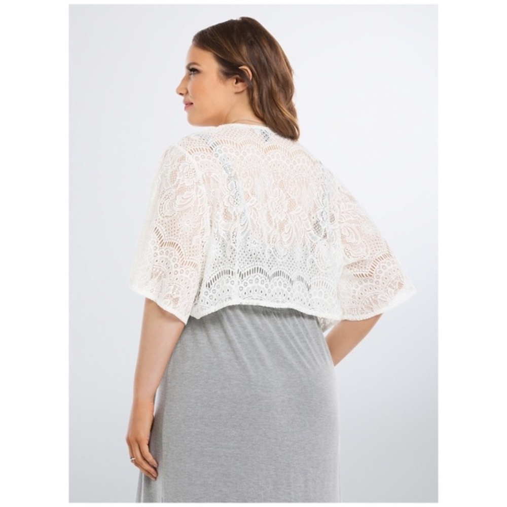 Sold • lace drape front shrug in cloud dancer - Picture 2 of 6